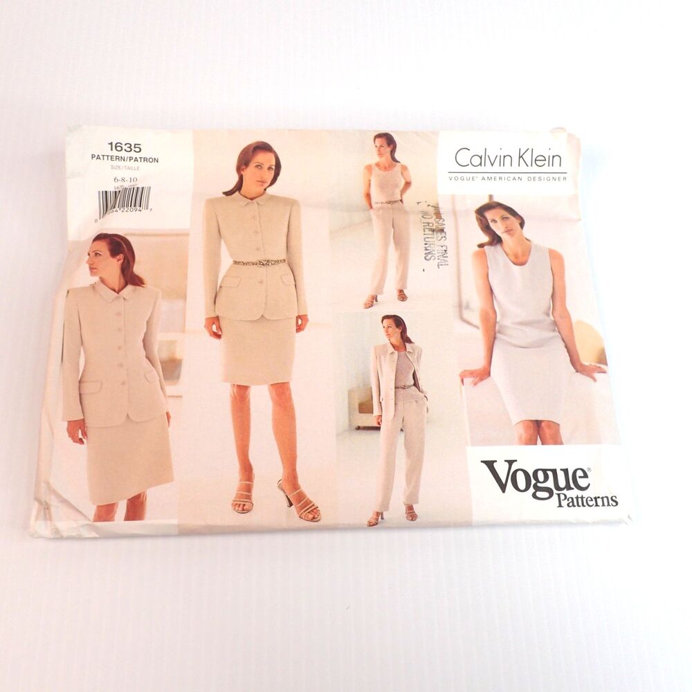 Vtg Vogue Calvin Klein Designer Wardrobe Sewing Pattern 1635 SZ 6 8 10 UNCUT FF